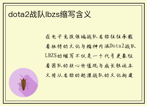 dota2战队lbzs缩写含义